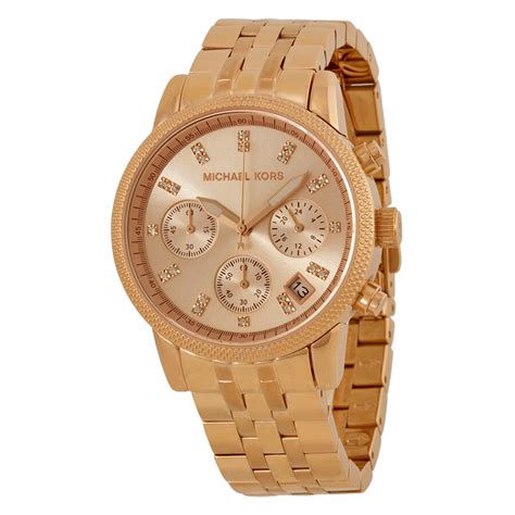 michael kors rose gold watch changing color|Michael Kors ritz chronograph.